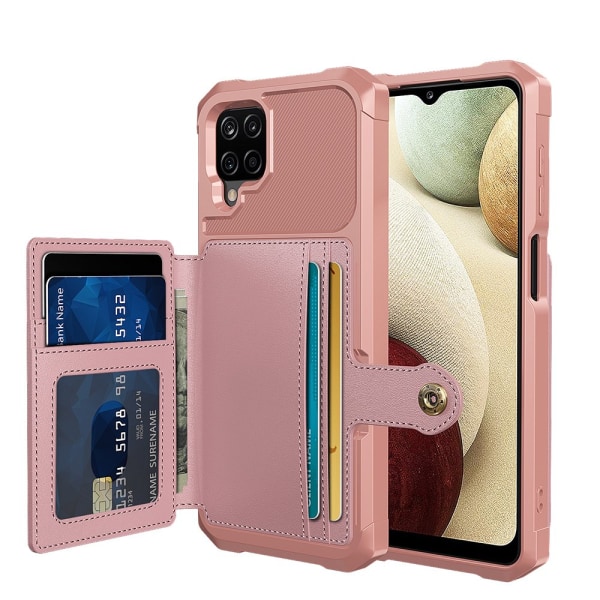 Samsung Galaxy A12 - Tyylikäs käytännöllinen kansi korttitelineellä Pink gold