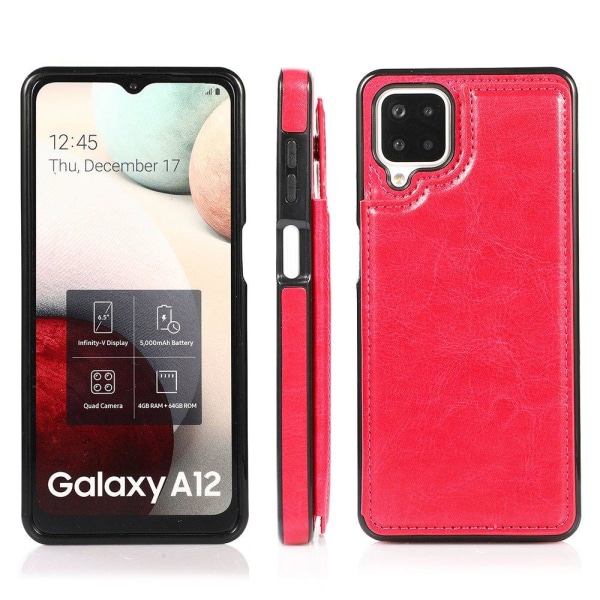 Eksklusivt glat cover med kortrum - Samsung Galaxy A12 Svart