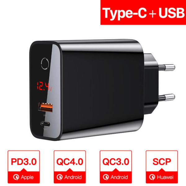 Genomtänkt Type-C USB Väggadapter BASEUS Vit