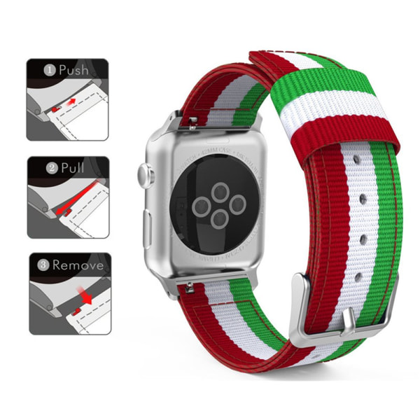 Apple Watch 44 mm - Eksklusivt armbånd i vævet nylon Blå/Vit