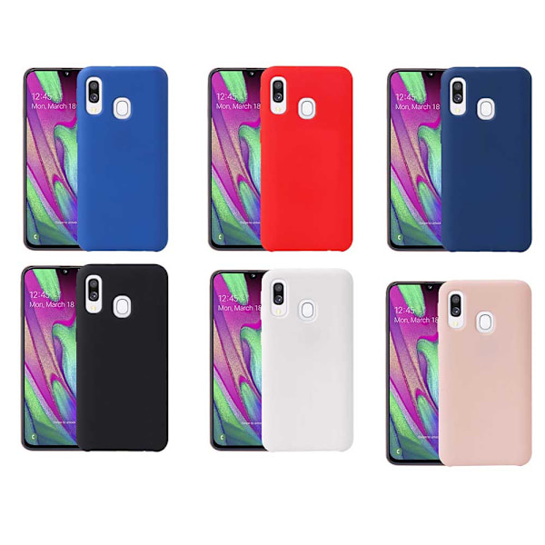 Robust Mattbehandlat Silikonskal - Samsung Galaxy A40 Mörkblå