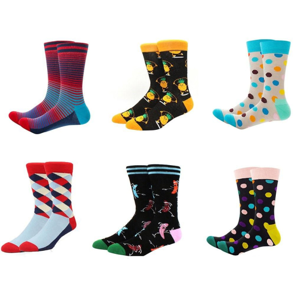 6-par komfortable farverige unisex sokker Flerfärgad