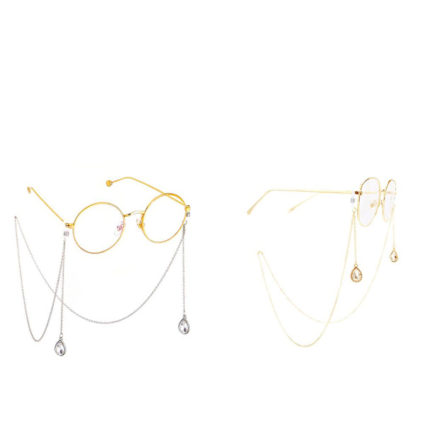 Smidigt Elegant Kristall Vattendroppe Glas�gon Kedja Guld