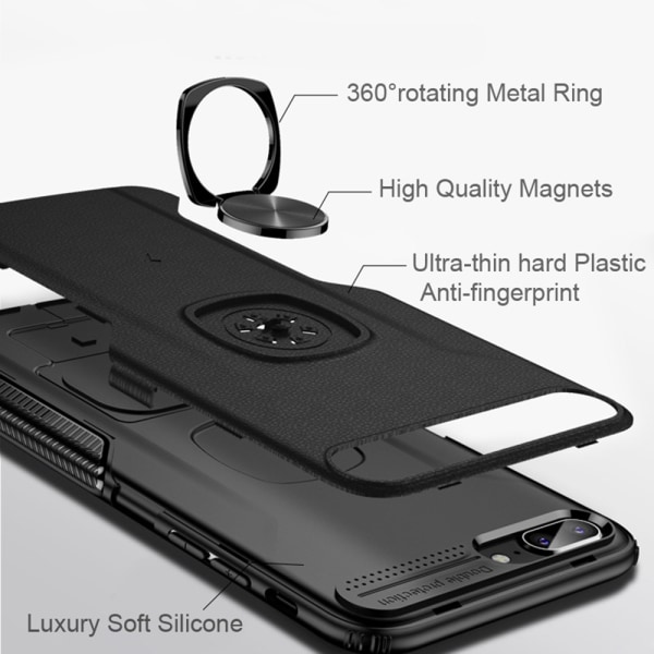 Stilfuldt Leman-cover med ringholder - Samsung Galaxy J6 2018 Petrol