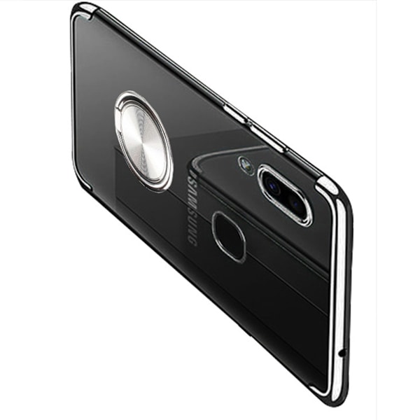 Samsung Galaxy A20E - Robust Silikonskal med Ringh�llare Svart