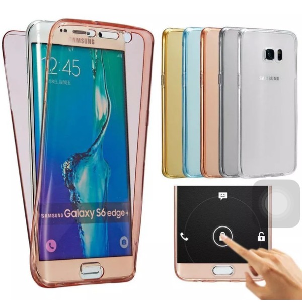 Samsung S6 Edge Kaksipuolinen silikonikotelo TOUCH FUNCTION -toiminnolla Rosa