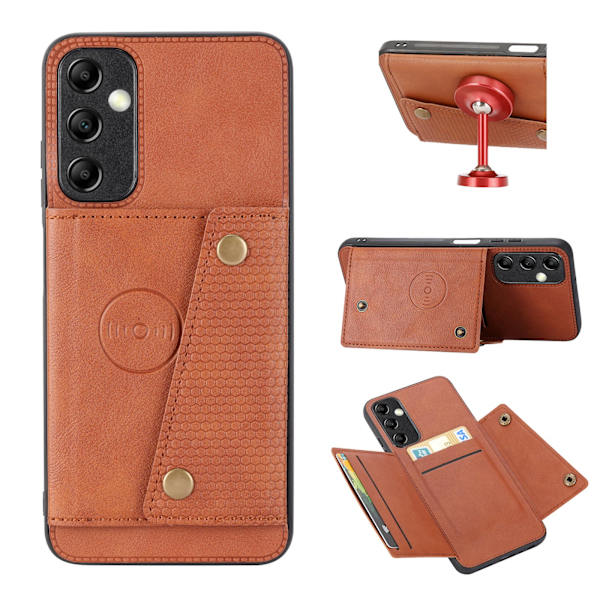 Lyxigt PC Läder Retro Flip Fashion Plånboksfodral för A15 4G/5G Grå