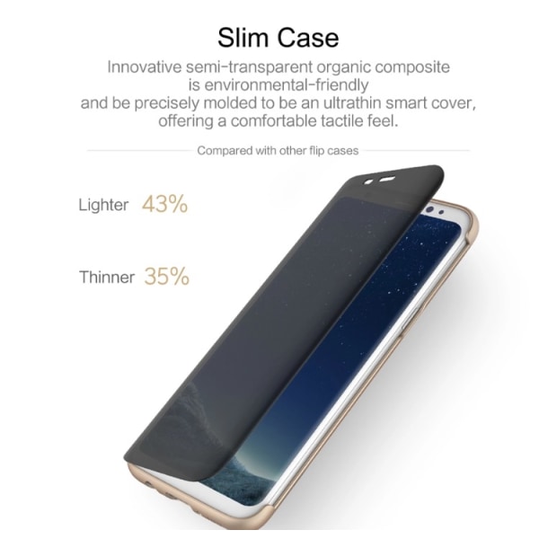 Galaxy S8 - ROCK Stilfuldt gennemsigtigt etui (ORIGINAL) Guld