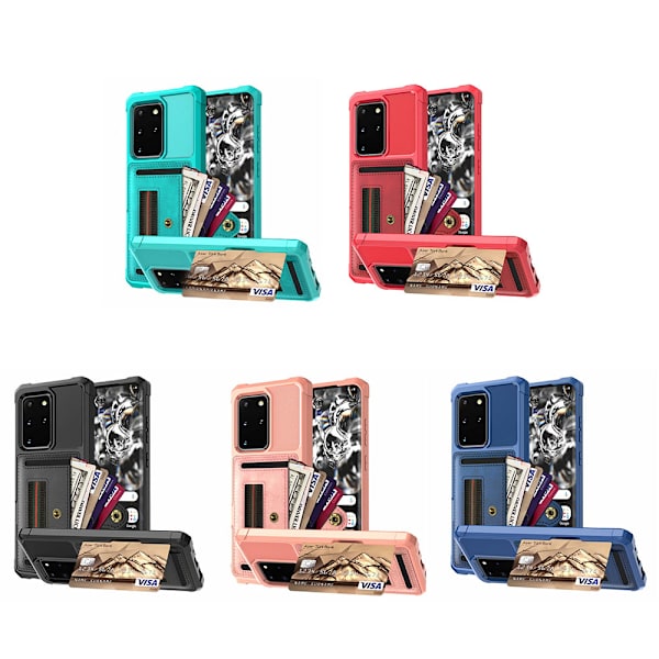 Gennemtænkt cover med kortholder - Samsung Galaxy S20 Plus Röd