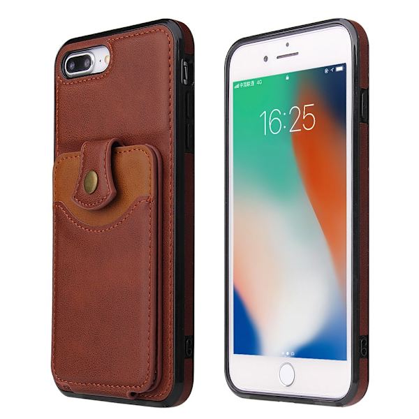 Kraftfullt Skal med Kortfack - iPhone 8 Plus Mörkblå
