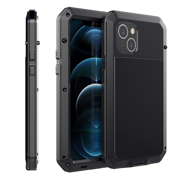 360-EXXO beskyttelsesdeksel i aluminium HEAVY DUTY - iPhone 14 Svart