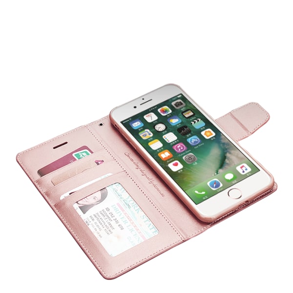 iPhone 8 Plus - Tyylikäs nahkakotelo ja lompakko (päiväkirja) Guld
