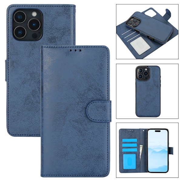 Funktion möter lyx - Plånboksfodral för iPhone 16 Pro Mörkblå