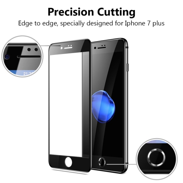 iPhone 7 Plus 3-PACK skjermbeskytter 3D 9H 0,2 mm HD-Clear ProGuard Svart