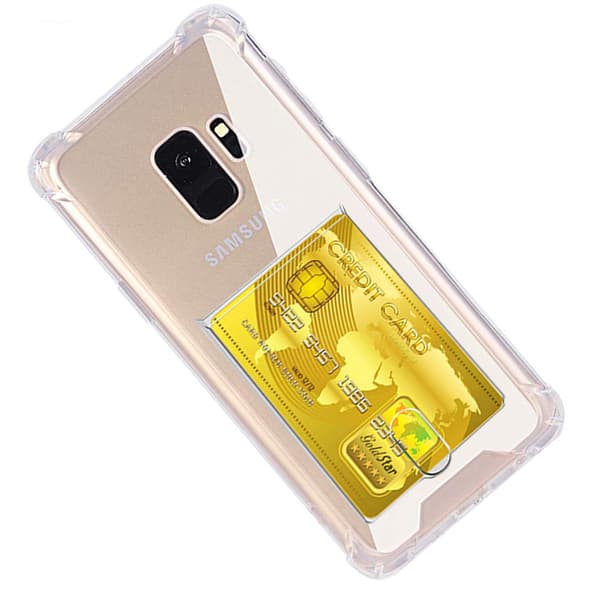 Silikonikotelo korttipidikkeellä - Samsung Galaxy S9 Transparent