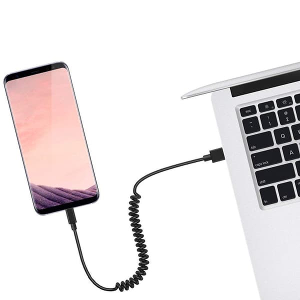 Smidig Hållbar USB till Type-C Fjäder Laddningskabel Vit Vit