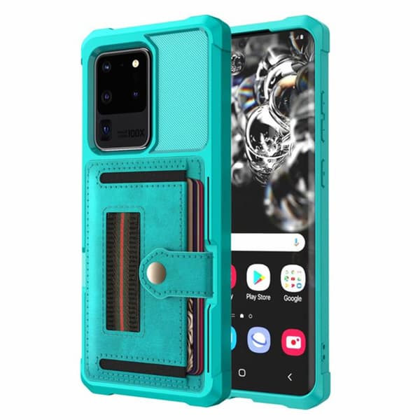 Glat cover med kortholder - Samsung Galaxy S20 Ultra Blå