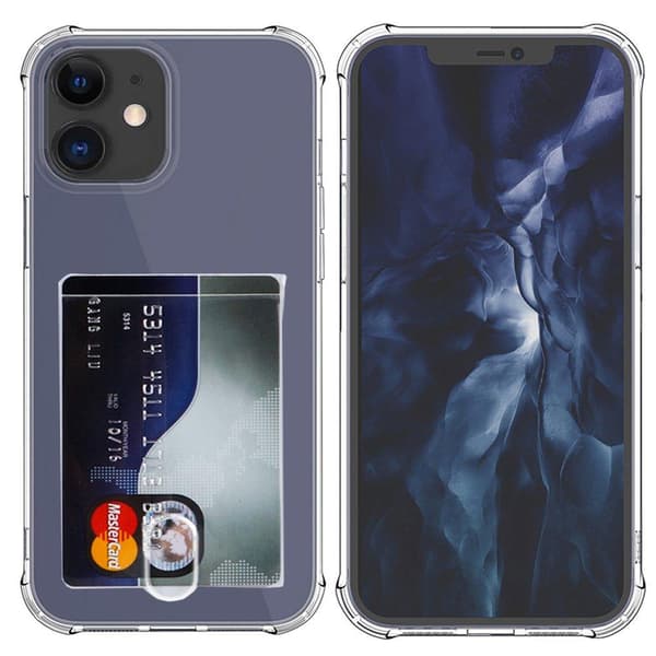 Kraftfullt Stöttåligt Skal med Kortfack - iPhone 12 Transparent