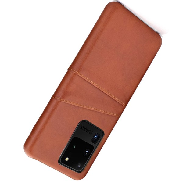 Samsung Galaxy S20 Ultra - Effektivt cover med kortholder Ljusbrun