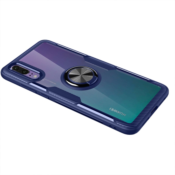 Huawei P20 - Skal med Ringh�llare Svart/Silver