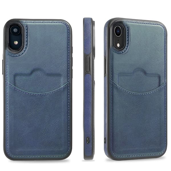 iPhone XR Leman Mobilskal med Kortförvaring Mörkbrun