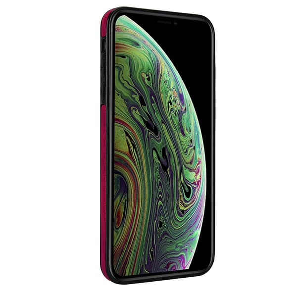 iPhone XR Leman Mobilskal med Kortförvaring Vinröd