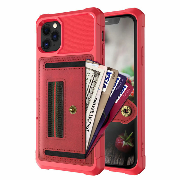 Støtsikkert deksel med kortholder - iPhone 11 Pro Röd