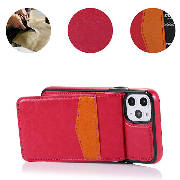 iPhone 11 - Elegant LEMAN Skal med Kortfack Svart