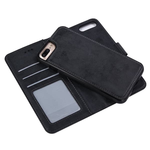 iPhone 7Plus - Silk-Touch Etui med Pung og Skal Rosa