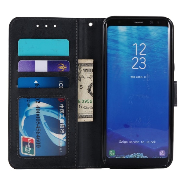 Samsung Galaxy S8 - Silk-Touch-suojakuori lompakolla ja kuorella Ljusblå