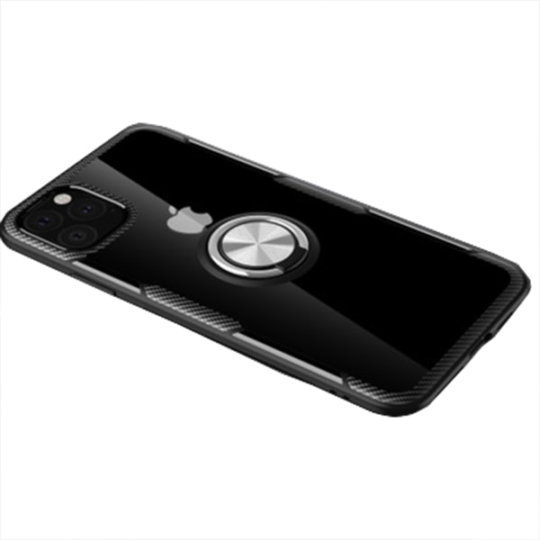 Sileä LEMAN-kuori sormustelineellä - iPhone 11 Svart/Silver