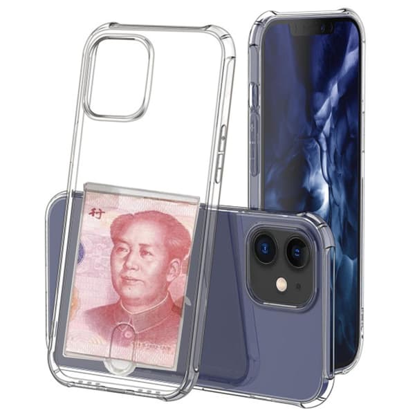 Glat stødabsorberende cover med kortrum - iPhone 12 Mini Transparent