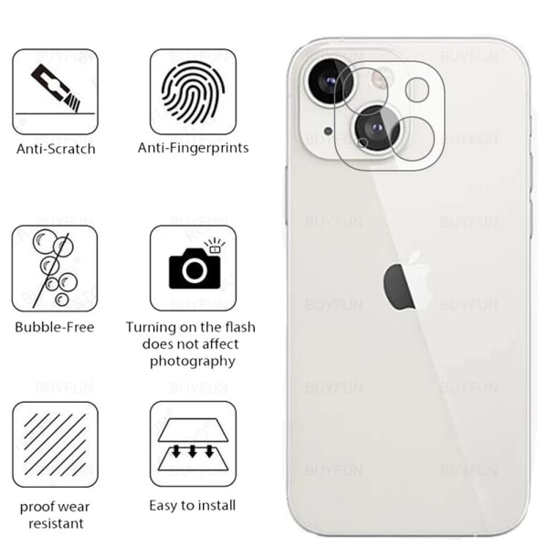 2-PAKK Kameralinsedeksel HD iPhone 13 Mini Transparent/Genomskinlig