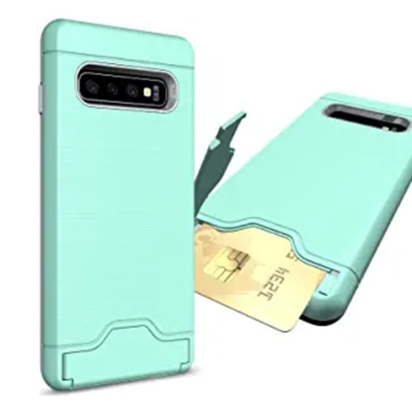 Samsung Galaxy S10 - Glat JENSEN-cover med kortrum Grön
