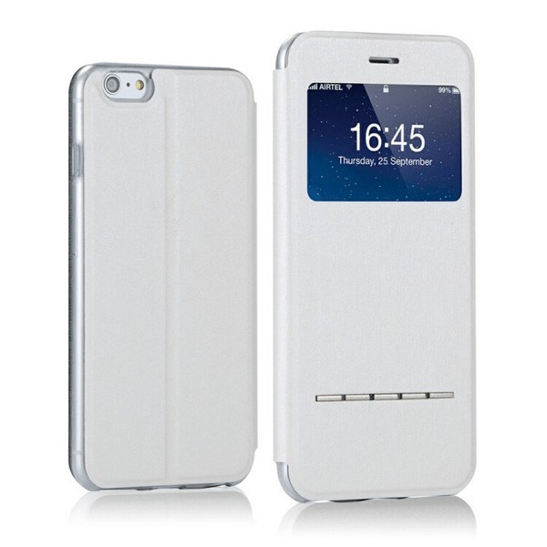 iPhone 6/6S Smart cover med vindue & svar funktion, SHIMMER WHITE Vit