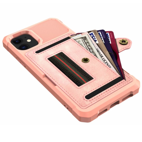 iPhone 11 - Gennemtænkt cover med kortholder Roséguld