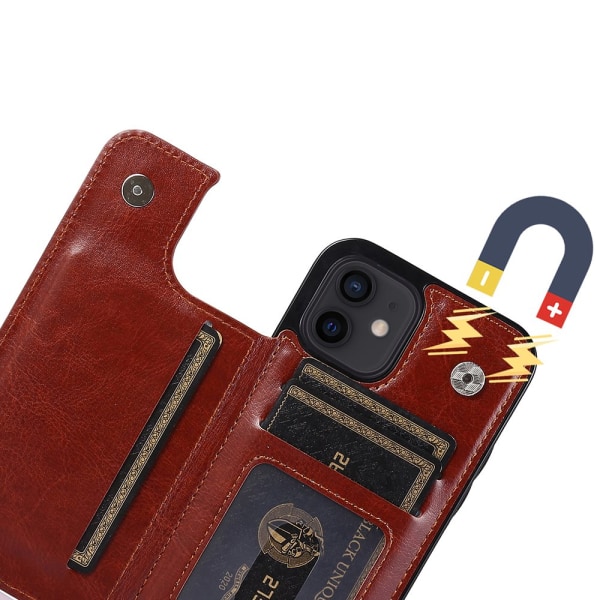 Smart Nkobee Skal med Kortfack - iPhone 12 Mini Röd