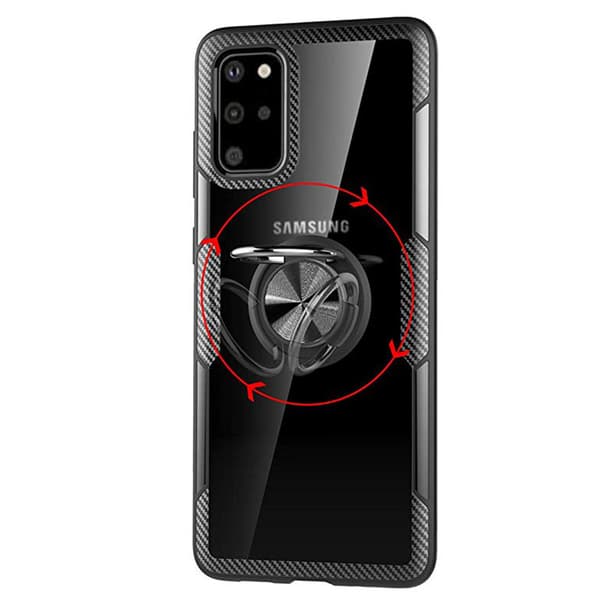 Effektfullt Skal med Ringhållare LEMAN - Samsung Galaxy S20 Plus Marinblå/Silver Marinblå/Silver