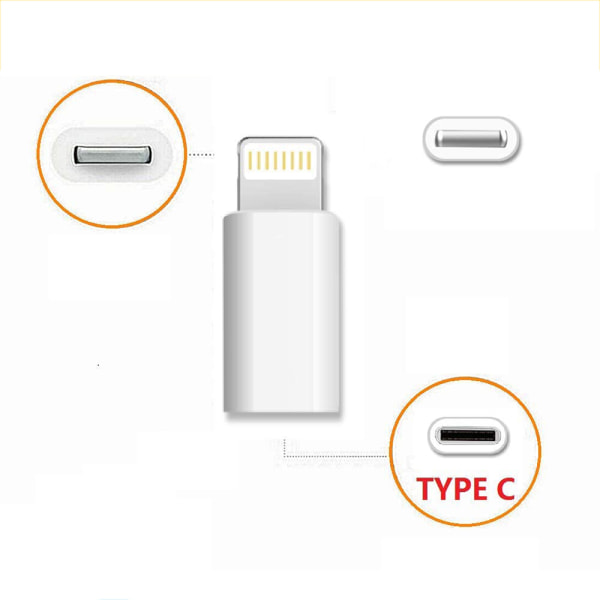 Adapter USB-C till Lightning 2in1 Laddning + Dataöverföring Vit