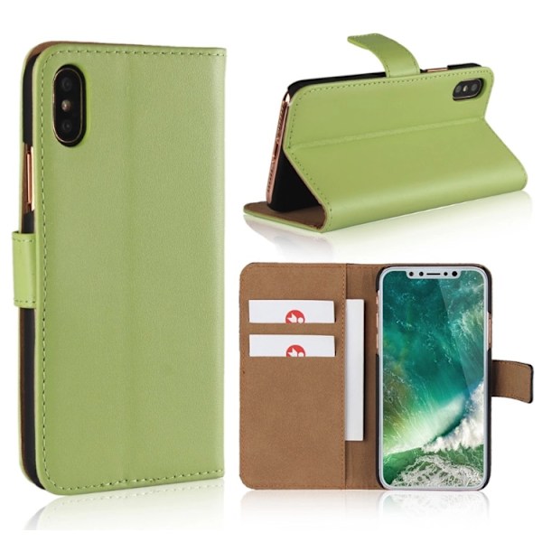 iPhone X - Plånboksfodral i Läder från LEMAN Blå