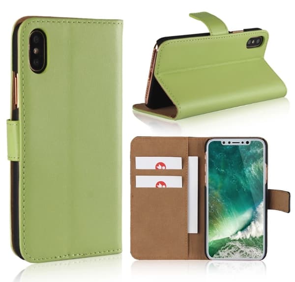 iPhone X - Plånboksfodral i Läder från LEMAN Röd
