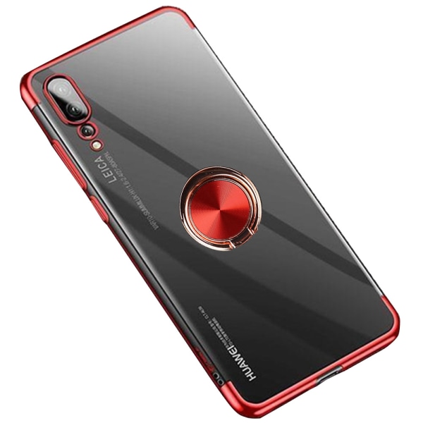 Stilsäkert Robust Silikonskal Ringhållare - Huawei P20 Röd