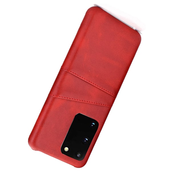 Effektivt deksel med kortholder - Samsung Galaxy S20 Röd