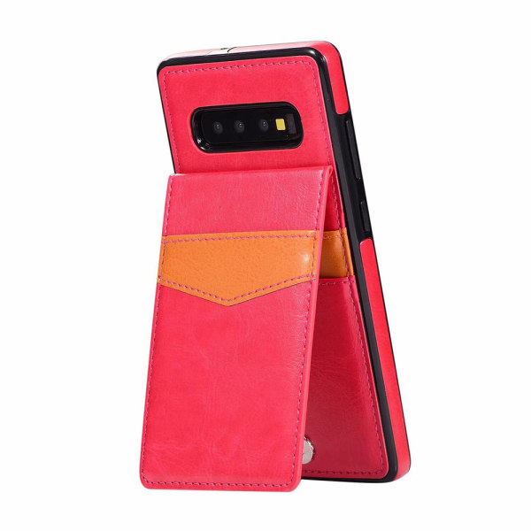 Stilsäkert (Leman) Skal med Kortfack - Samsung Galaxy S10 Röd