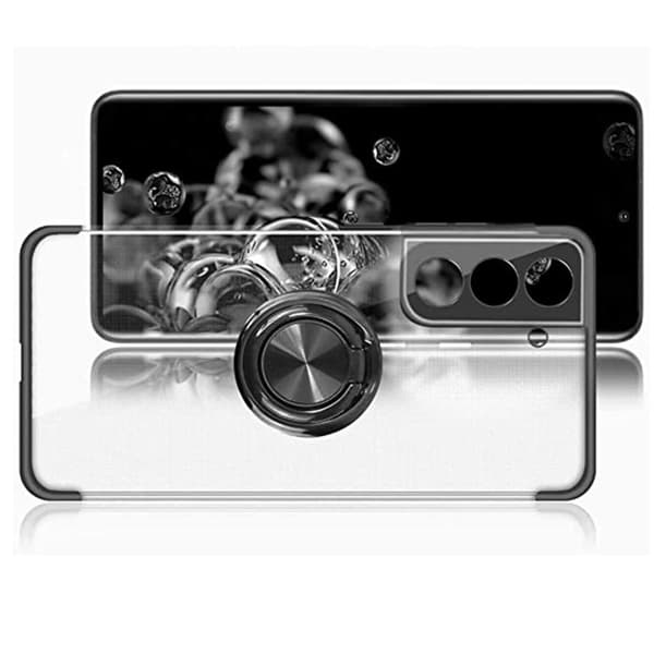 Elegant silikonecover med ringholder - Samsung Galaxy S21 Plus Blå