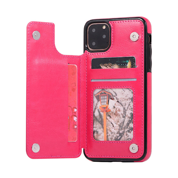 iPhone 11 Pro Max - Genomtänkt Skyddsskal med Korthållare Roséguld