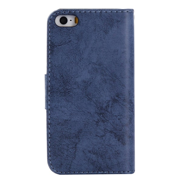 iPhone 5/5S/SE - Silk-Touch etui med pung og skal Ljusblå