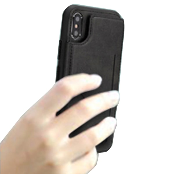 Beskyttende stilig etui med kortholder - iPhone X/XS Brun