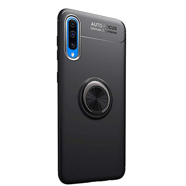 Elegant Auto Focus Skal med Ringhållare - Samsung Galaxy A50 Svart/Röd