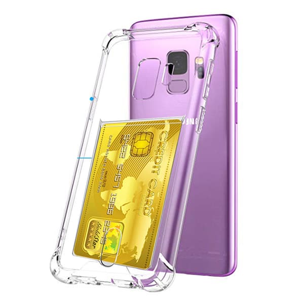 Støtsikkert deksel med kortholder - Samsung Galaxy S9 Transparent